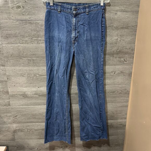 Vintage Levis 505 Jeans 60’s Flare Raw Hem Denim 28x28 - Picture 1 of 7